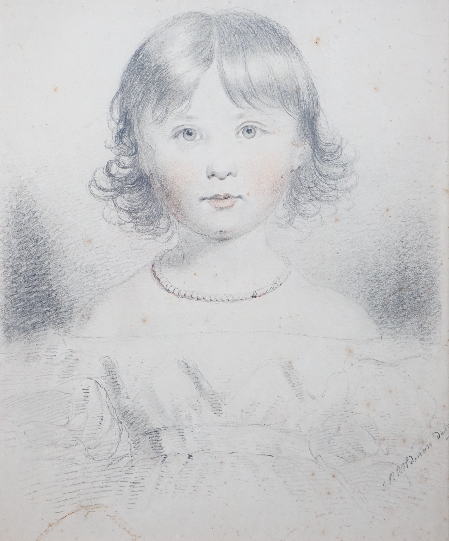 John Robert Wildman (fl.1823-1839) Family portraits of young girls, pencil and sanguine chalk on paper (6) each signed, each, 46 x 39cm